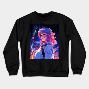 Japanese Vaporwave Sad Anime Girl Game Over Indie Aesthetic Crewneck Sweatshirt